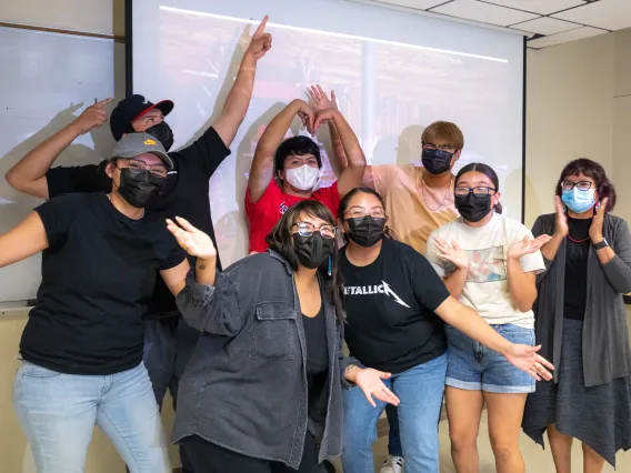 Undergraduate students posing for a photo.