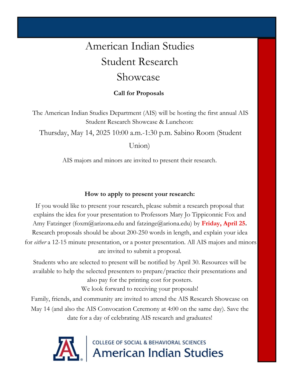 AIS Student Research Showcase Flyer