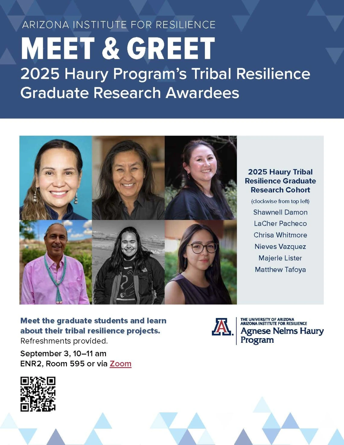 UA 2025 Haury Program's Tribal Resilience Graduate Research Awardees